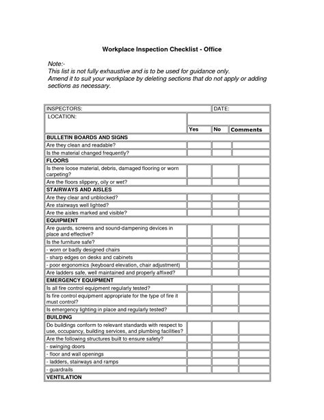 Workplace Safety Inspection Checklist