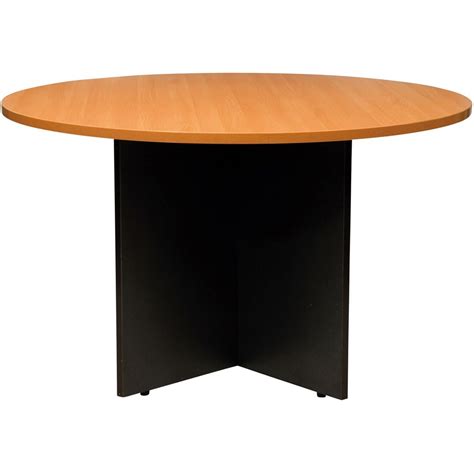 Office Furniture Logan Meeting Table 900 Diameter Beech And Ironstone