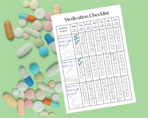 A4 Printable Pdf Medication Medicine Drug Pill Checklist Etsy