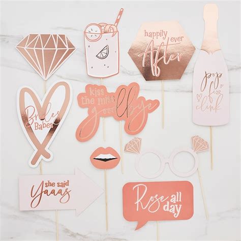 Rose Gold Hen Party Photo Booth Props She Said Yaaas Photo Etsy