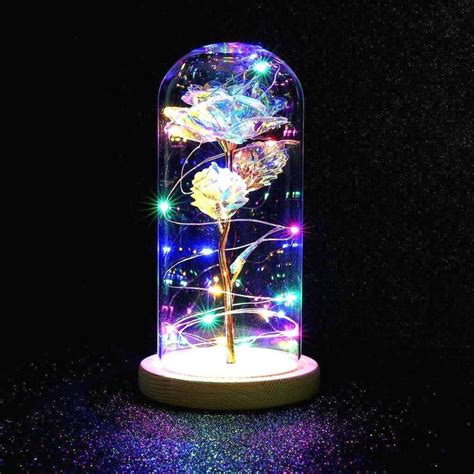 Galaxy Rose Beauty And The Best Forever Rose Glass Dome With Led Lights