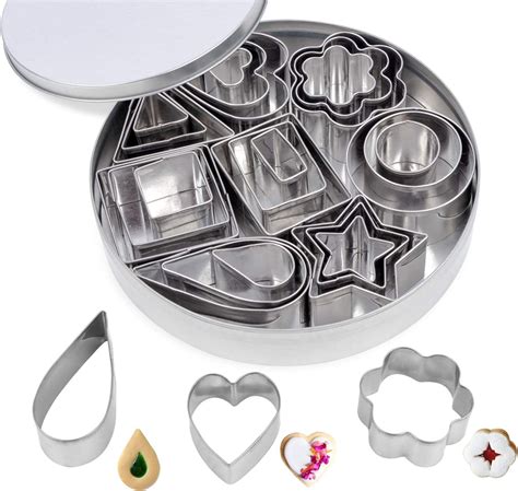 Mabor 12Pcs Cookie Cutter Set Round Circle Star Flower Heart Shape