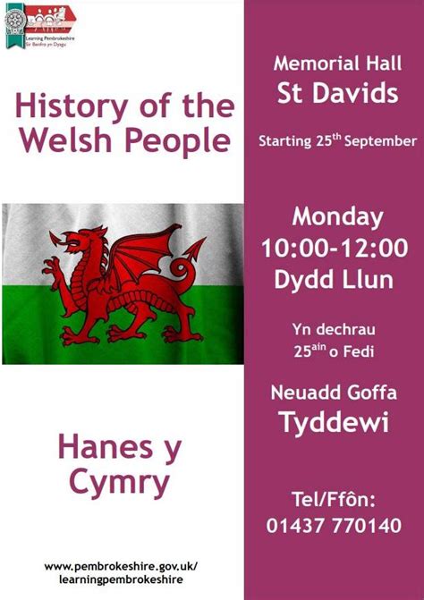 Learning Pembrokeshire Course History Of The Welsh People Starting