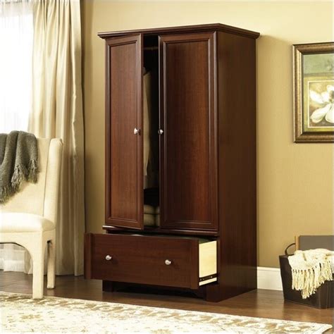 Bowery Hill Traditional Wood Wardrobe Armoire In Cherry Finish