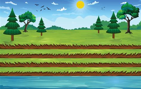 Vector Illustration Of A Beautiful Natural Landscape Cartoon Background