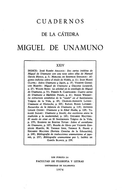 Vol 24 1976 Cuadernos de la Cátedra Miguel de Unamuno