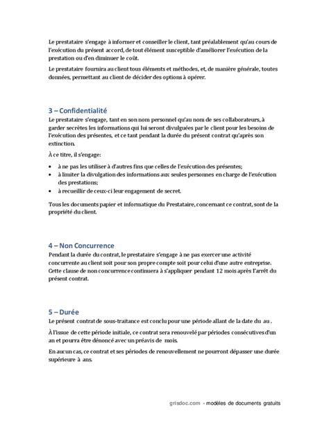 Contrat De Sous Traitance Doc Pdf Page Sur