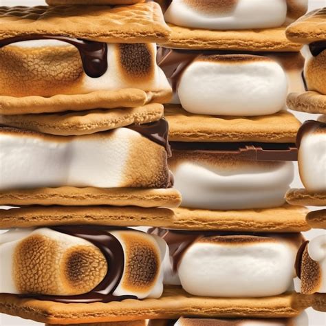 Premium Ai Image A Close Up Of A Stack Of Smores With Chocolate And Marshmallows Generative Ai