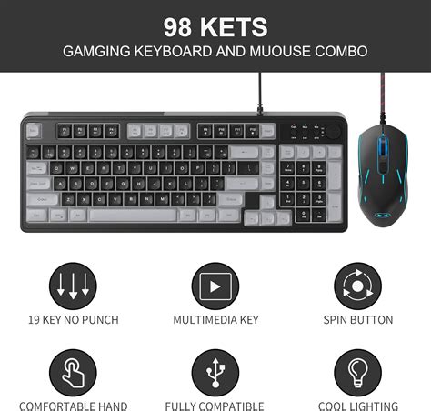 RGB Gaming Keyboard and Mouse Combo,MageGee GK980 Wired Backlit Keyboard and Black Gaming Mouse ...