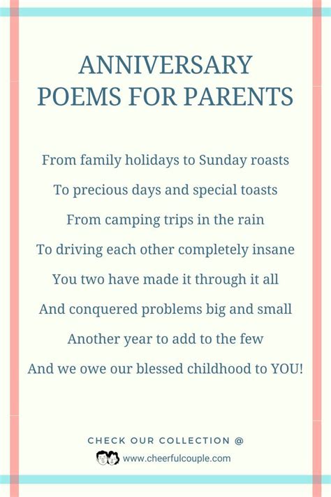 Cute and Short Anniversary Poems for Parents | Anniversary poems ...