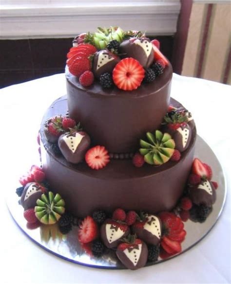 Tiered Chocolate Cake With Strawberries Like A Groom Strawberry