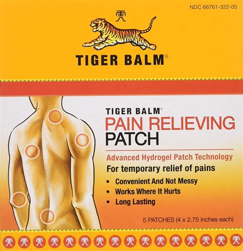 Tiger Balm Patch Pain Relieving Patch 5 Count Packages