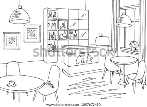 Cafe Bar Graphic Black White Interior Stock Vector Royalty Free