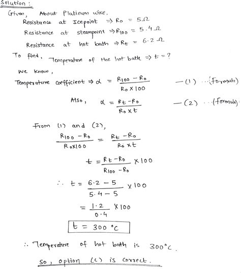 The resistance of a platinum wire of a platinum resistance thermometer ...