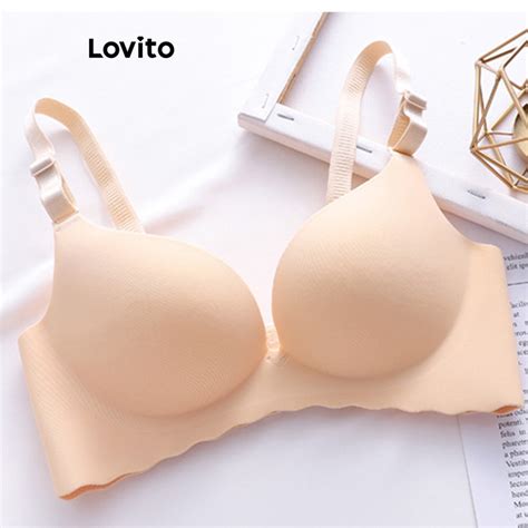 Lovito Casual Bralette Feminino Liso B Sico Lne Damasco Rosa