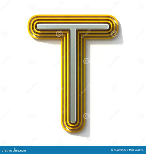 Yellow Outlined Font Letter T 3d Stock Illustration Illustration Of