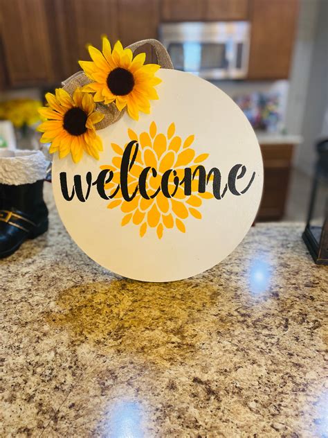 Sunflower Welcome Sign Sunflower Home Decor Flower Chic Etsy