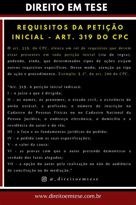 Requisitos Da Peti O Inicial Art Do Cpc Peti O Inicial