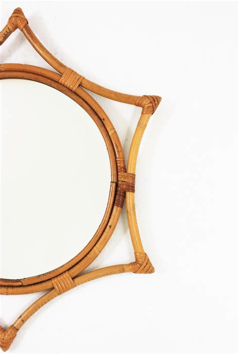 Bamboo Rattan Starburst Sunburst Mirror 1960s For Sale At 1stdibs