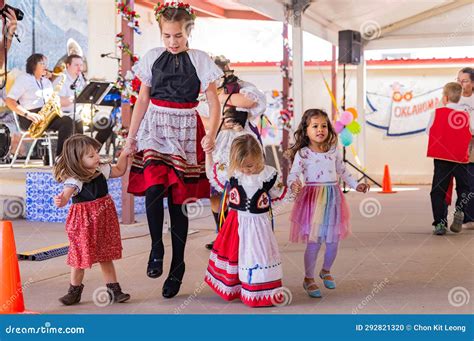 People Dress Up and Dancing in Traditional Clothes in Czech Festival ...