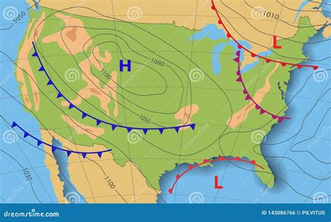 Weather Forecast. Meteorological Weather Map of the United State of ...