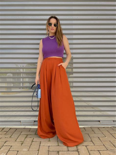 Look Color Blocking Roxo E Laranja Color Combos Outfit Color