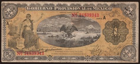 Gobierno Provisional De Mexico Peso Notafilia Kp