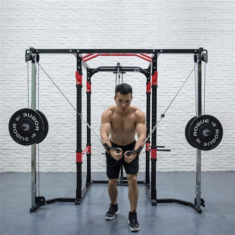 Commercial Grade Power Rack Cage Plus Cable Crossover Attachment (Blac ...