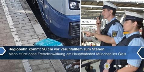 Bundespolizeidirektion München Sturz ins Gleis Bundespolizei sucht