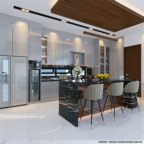 Desain Dapur Interior Rumah Modern Kontemporer 4 Lantai Bapak WWN Dan