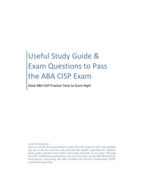 Ppt Useful Study Guide Exam Questions To Pass The Aba Cisp Exam