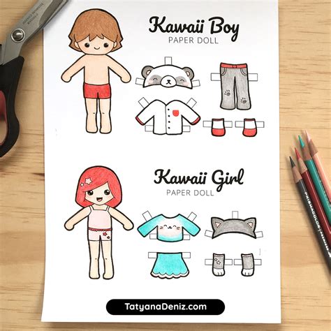 Free Printable Kawaii Paper Dolls Colouring Pages 60 Off