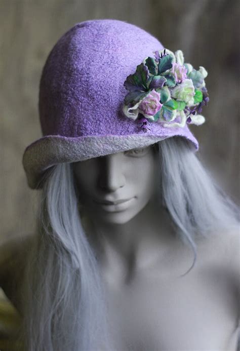 Lilac Cloche Hat Felt Hat Women Vintage Style Hats For Women Retro