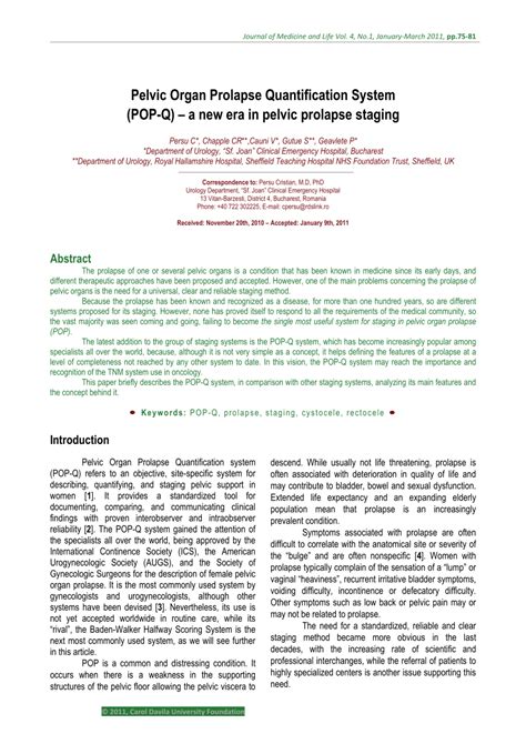 Pdf Pelvic Organ Prolapse Quantification System Pop Q A New Era