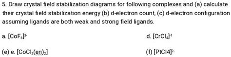 Solved Draw Crystal Field Stabilization Diagrams For Following