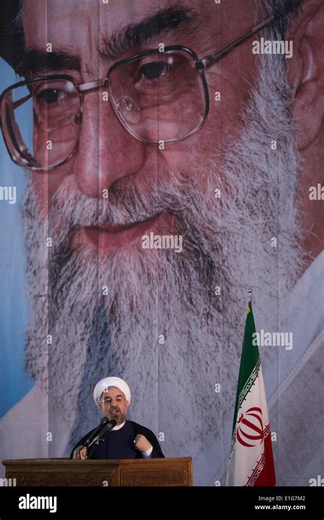 Tehran Iran 3rd June 2014 Iranian President Hassan Rouhani Stands