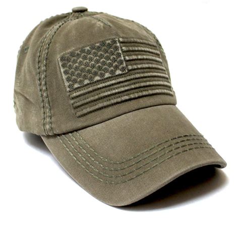 Classic Low Profile Usa Vintage Flag Ball Cap Washed Army Olive Caps