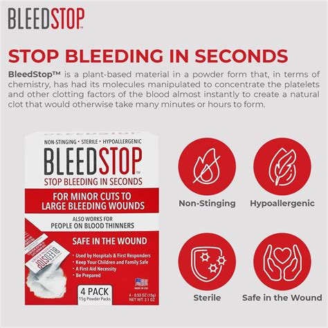 Bleed Stop First Aid Powder Packs 15g Rapidly Stop Bleeding 4 Pack