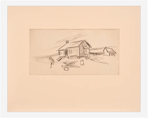 Thomas Hart Benton Sketch Of Farm House Missouri Flood Crayon 1936