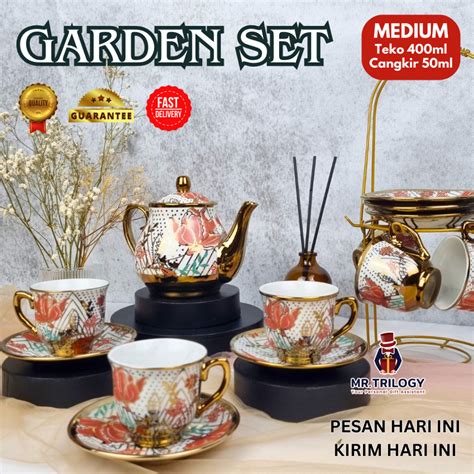 Jual Hampers Pajangan Set Tea Set Keramik Cangkir Teko Tatakan ALL IN 1