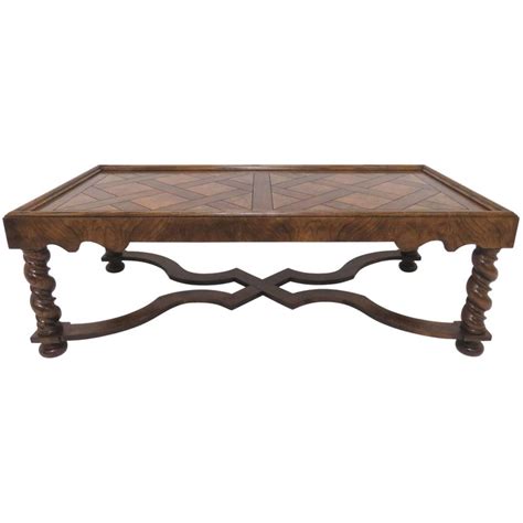 Baker Furniture French Country Coffee Table With Parquetry Top And Carved Legs At 1stdibs