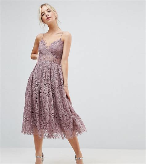 Lyst Asos Lace Cami Midi Prom Dress In Purple