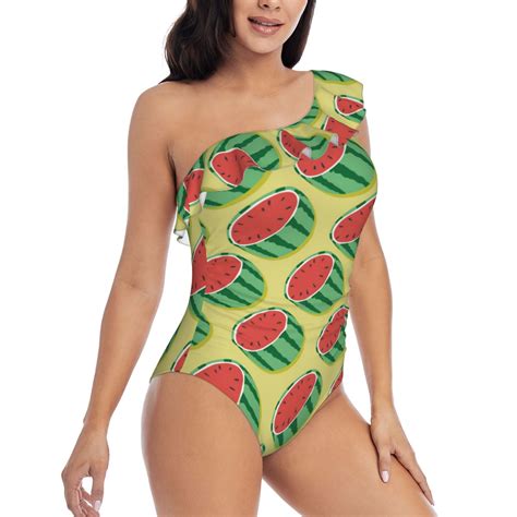 Picia Summer Watermelon Pattern Women's One Piece Swimsuits,One