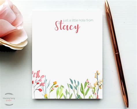 Stationery Notepads Paper Party Supplies Floral Bouquet Personalized