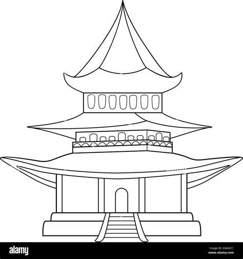 Dessin linéaire architecture japonaise chinoise illustration