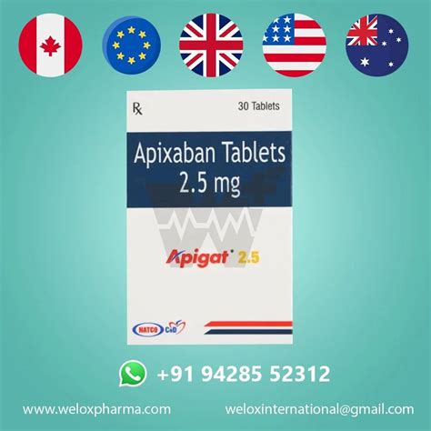 Apixaban Apigat 2 5mg Tablets At Rs 450 Box Eliquis In Surat ID