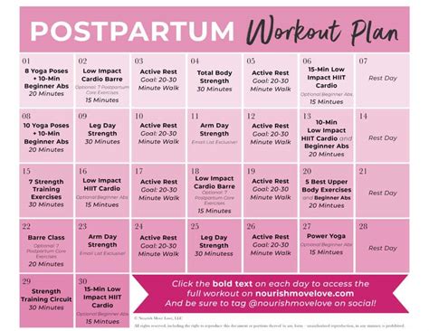 Postpartum Workout Plan Free Pdf Nourish Move Love