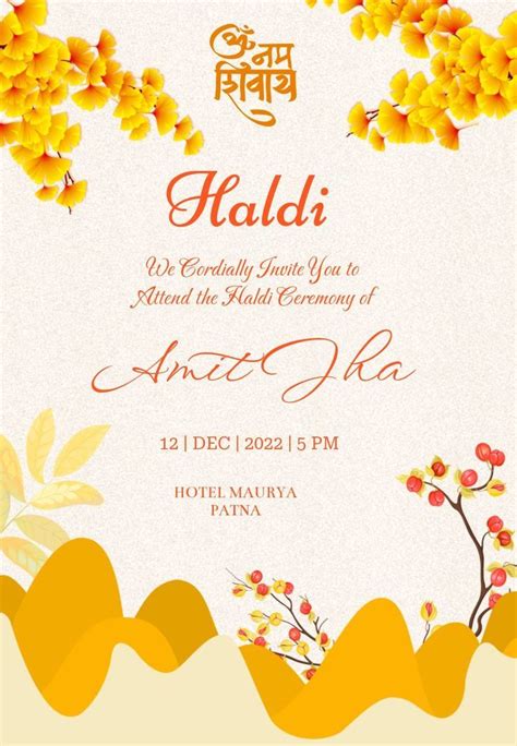 Haldi Ceremony Invitation Card Haldi Ceremony Indian Wedding