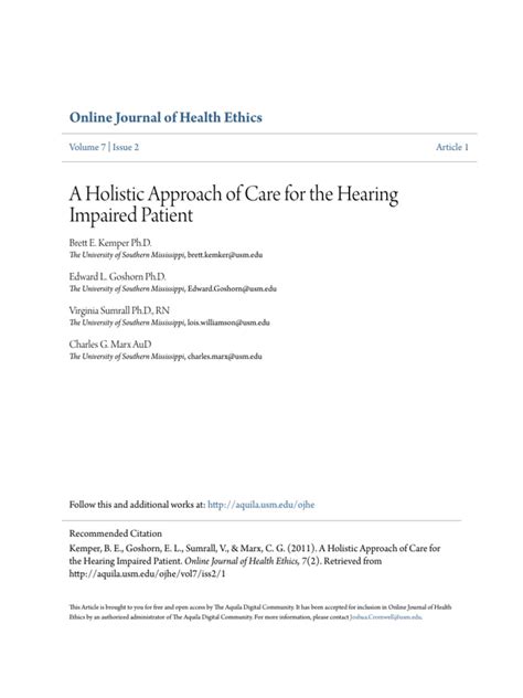 A Holistic Approach | PDF | Hearing Loss | Nursing