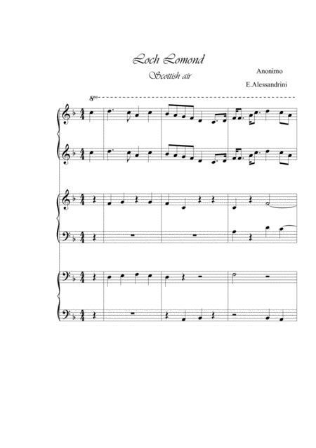 Loch Lomond Piano Hands Arr Ester Alessandrini Sheet Music